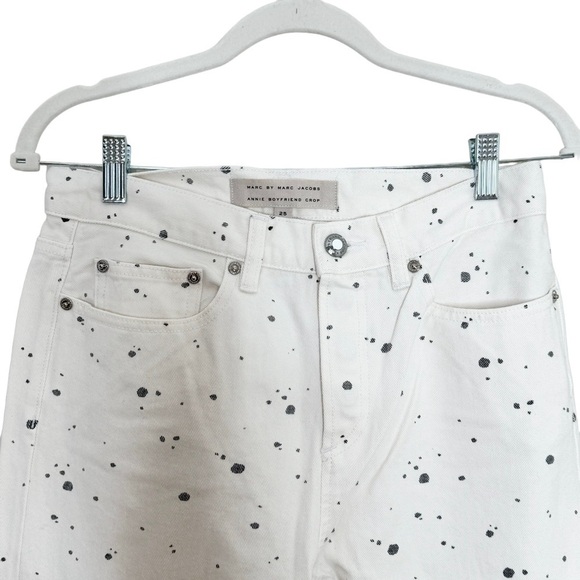 New Marc By Marc Jacobs White Annie Splash Dot Boyfriend Cut Jeans - Picture 3 of 7